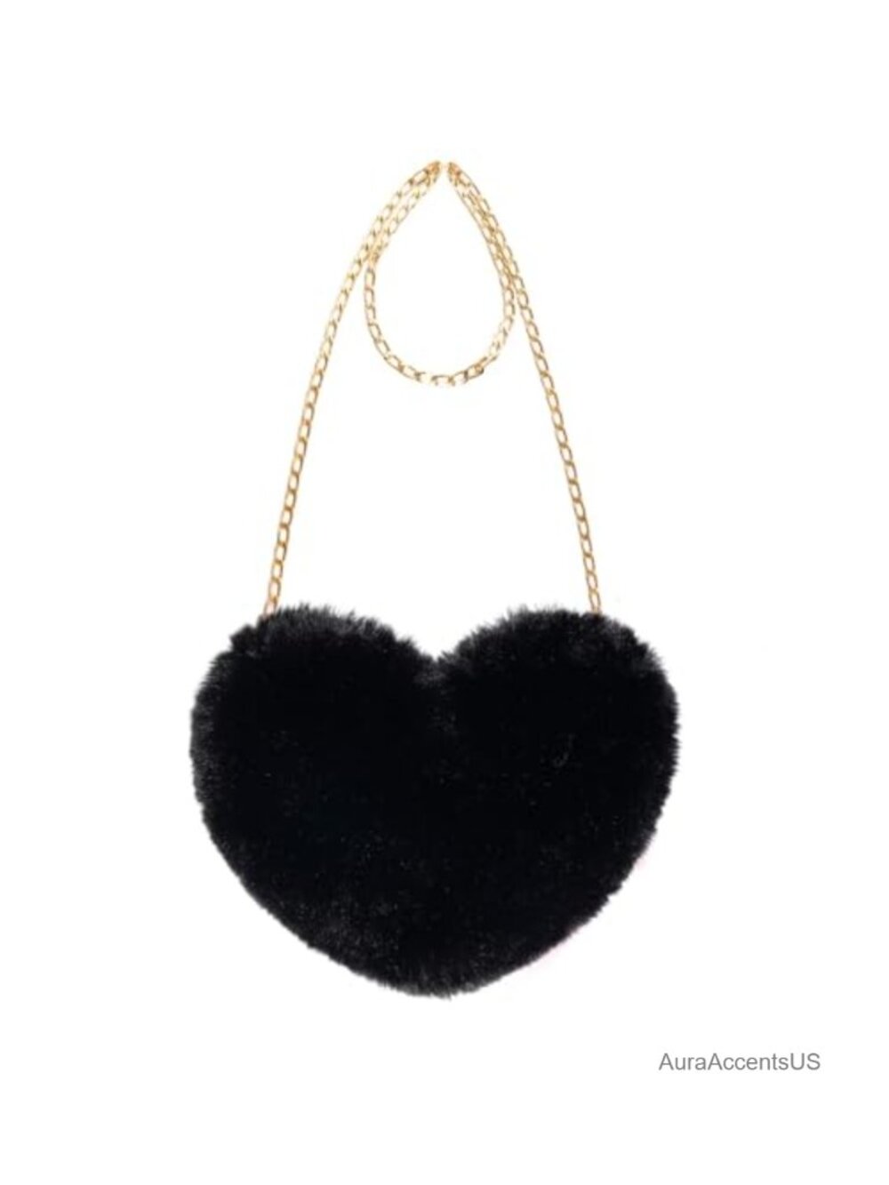 Faux Fur Heart Clutch Crossbody Bag Faux Leather Lined
